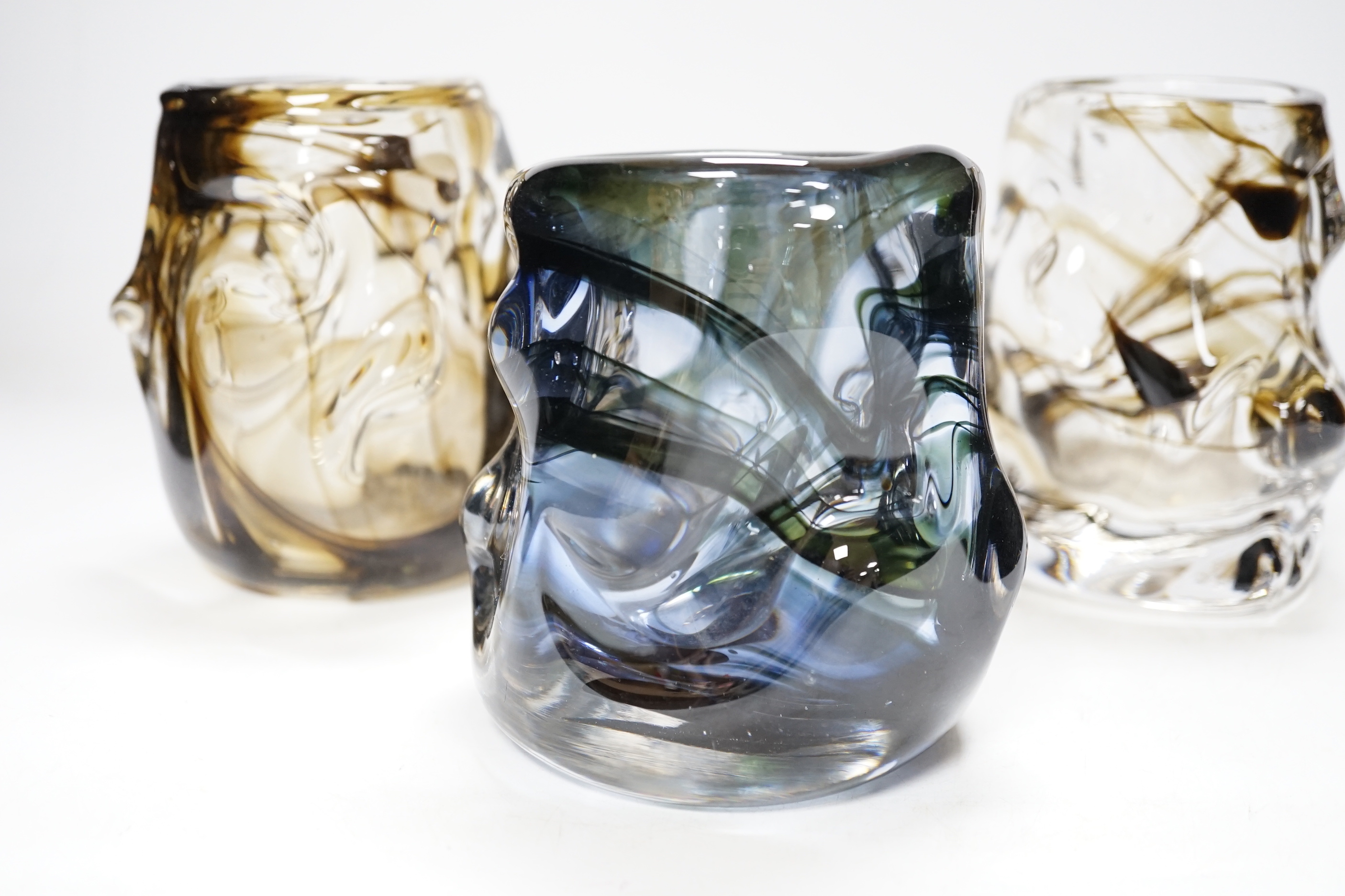 Three Whitefriars ‘Knobbly’ vases, 13cm